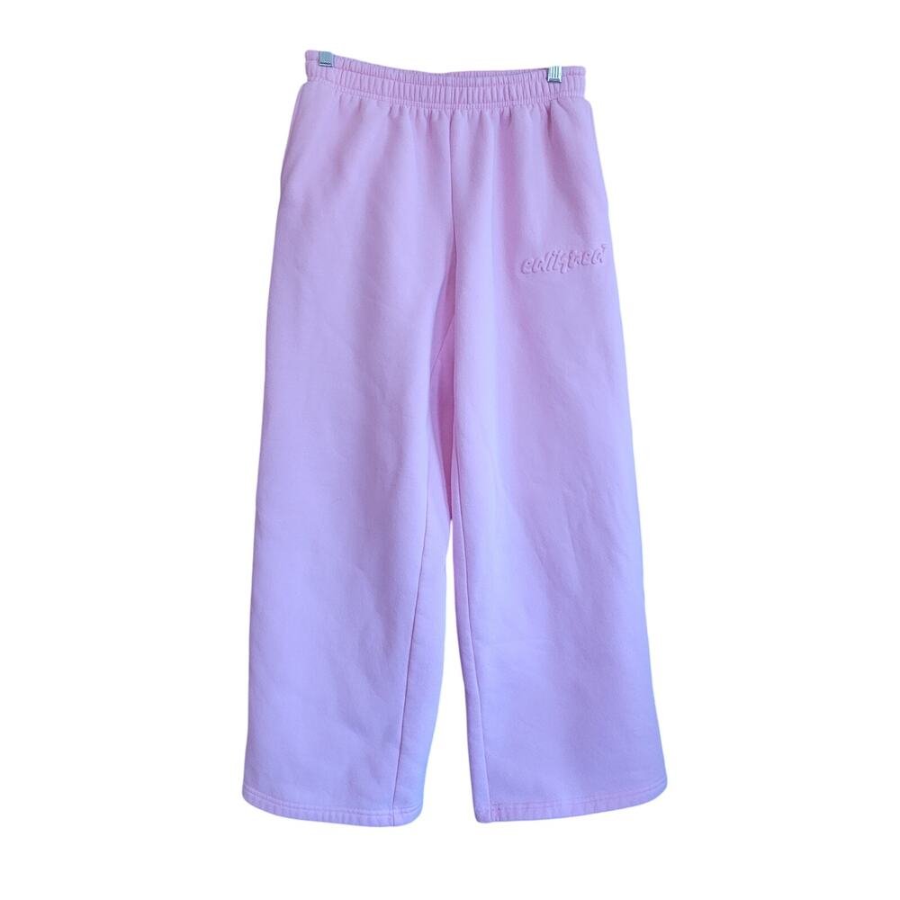 Edikted Pink Wide Leg Sweatpants Size S Cozycore Soft Puffy Logo